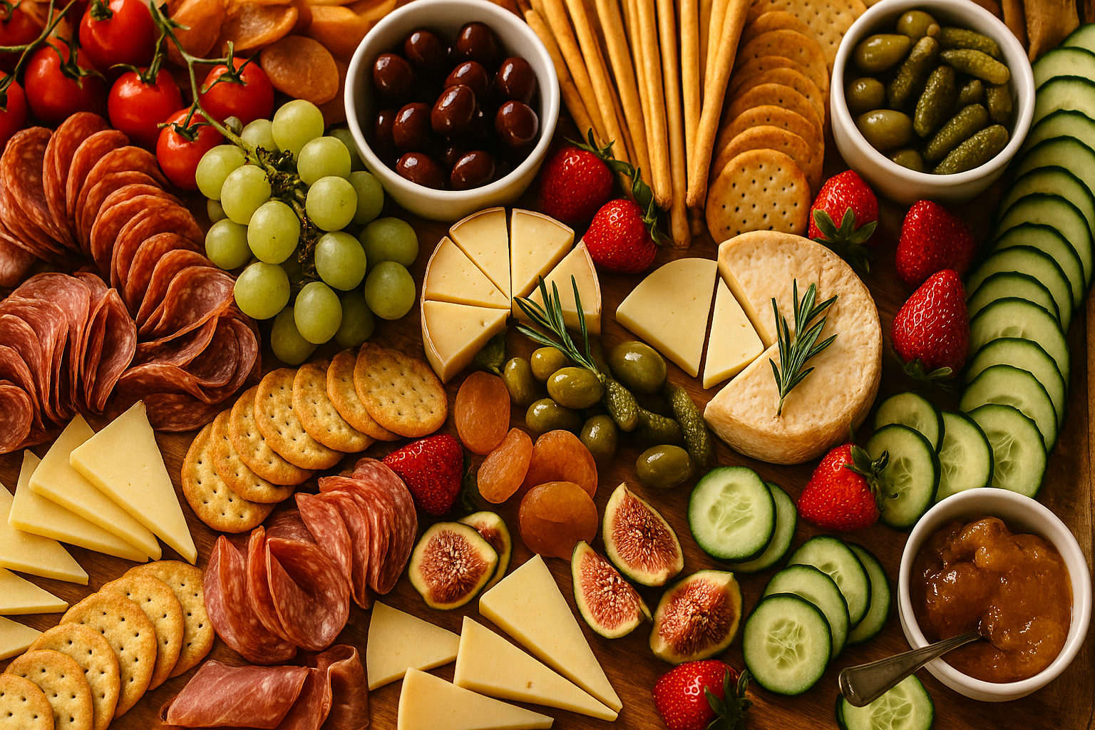 Beautifully arranged Grazing Delights charcuterie and grazing table